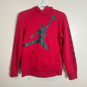 Jordan Size L Kid Red and Black Hoodie